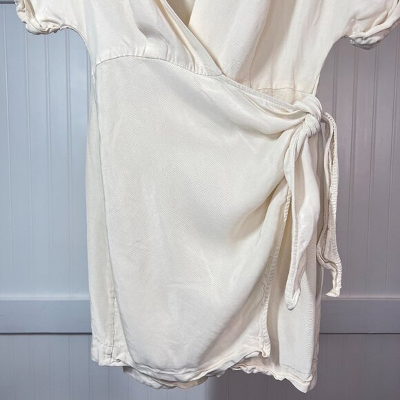 & Other Stories Stockholm Atelier Ivory Cream Short Sleeve Wrap Dress Tie Waist - Picture 5 of 11
